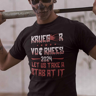 Alternative view of Krueger Voorhees 2024 Let Us Take A Stab At It T-Shirt - Halloween Trump Supporter Shirt