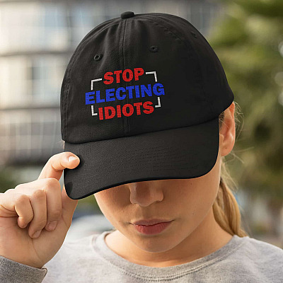 Alternative view of Stop Electing Idiot Twill Cap - High-Profile Snapback Hat