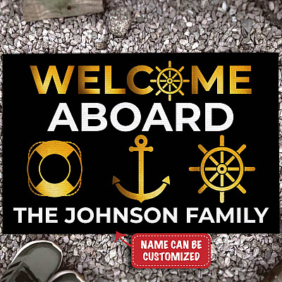 Personalized Family Name Welcome Aboard Doormat - Outdoor Indoor Doormat