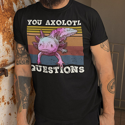 Alternative view of You Axolotl Questions Vintage Retro T-Shirt - Youth Shirt - Funny Axolotl Shirt