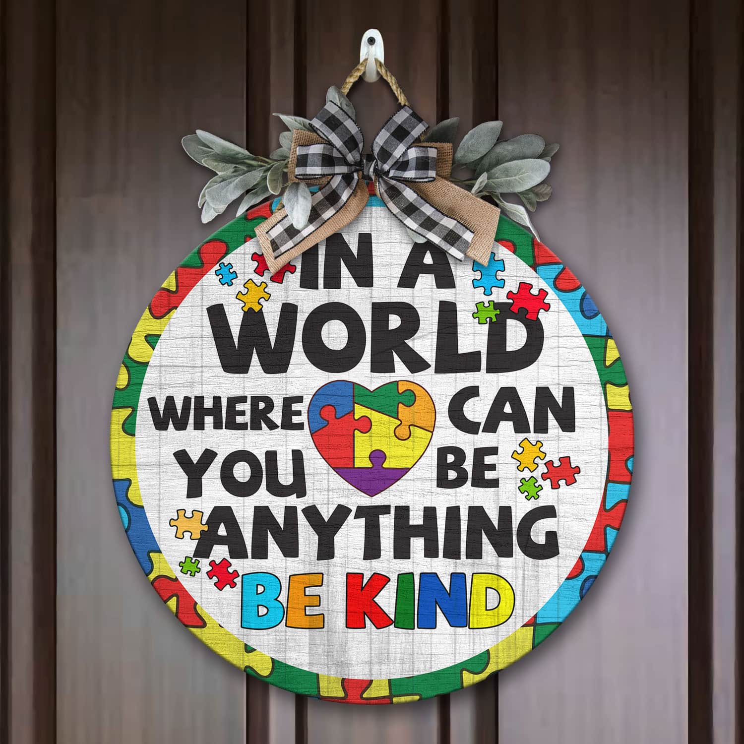 4VT. Autism Be Kind Door Sign Door Sign Mockup 7