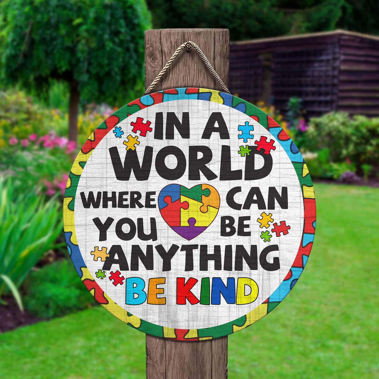 4VT. Autism Be Kind Door Sign Door Sign Mockup 2