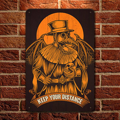 Plague Doctor Keep Your Distance Funny Social Distancing Vintage Decorative Metal Sign - Indoor Outdoor Decor Farmhouse