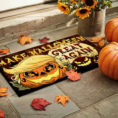 Alternative view of Make Halloween Great Again Funny Trump Pumpkin House Doormat - Trump Halloween Outdoor Indoor Doormat