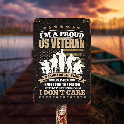 Alternative view of Stand For The Flag Kneel For The Fallen Decorative Metal Sign - Happy Veterans Day Sign