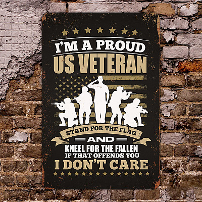 Stand For The Flag Kneel For The Fallen Decorative Metal Sign - Happy Veterans Day Sign