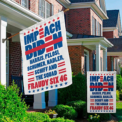Alternative view of Impeach Biden Harris Pelosi And The Squad Buck Fiden FU46 Decorative Flag - Anti Biden Sucks Fraudy Six FU46 Garden House Flag