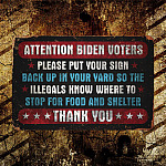 8VT. UU TIEN Attention Biden Voters Metal Sign Mockup 10