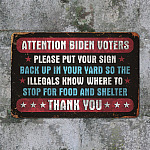8VT. UU TIEN Attention Biden Voters Metal Sign Mockup 12