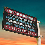 8VT. UU TIEN Attention Biden Voters Metal Sign Mockup 13