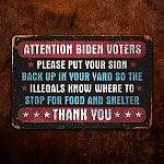 8VT. UU TIEN Attention Biden Voters Metal Sign Mockup 14