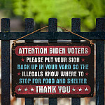 8VT. UU TIEN Attention Biden Voters Metal Sign Mockup 3