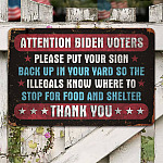 8VT. UU TIEN Attention Biden Voters Metal Sign Mockup 8