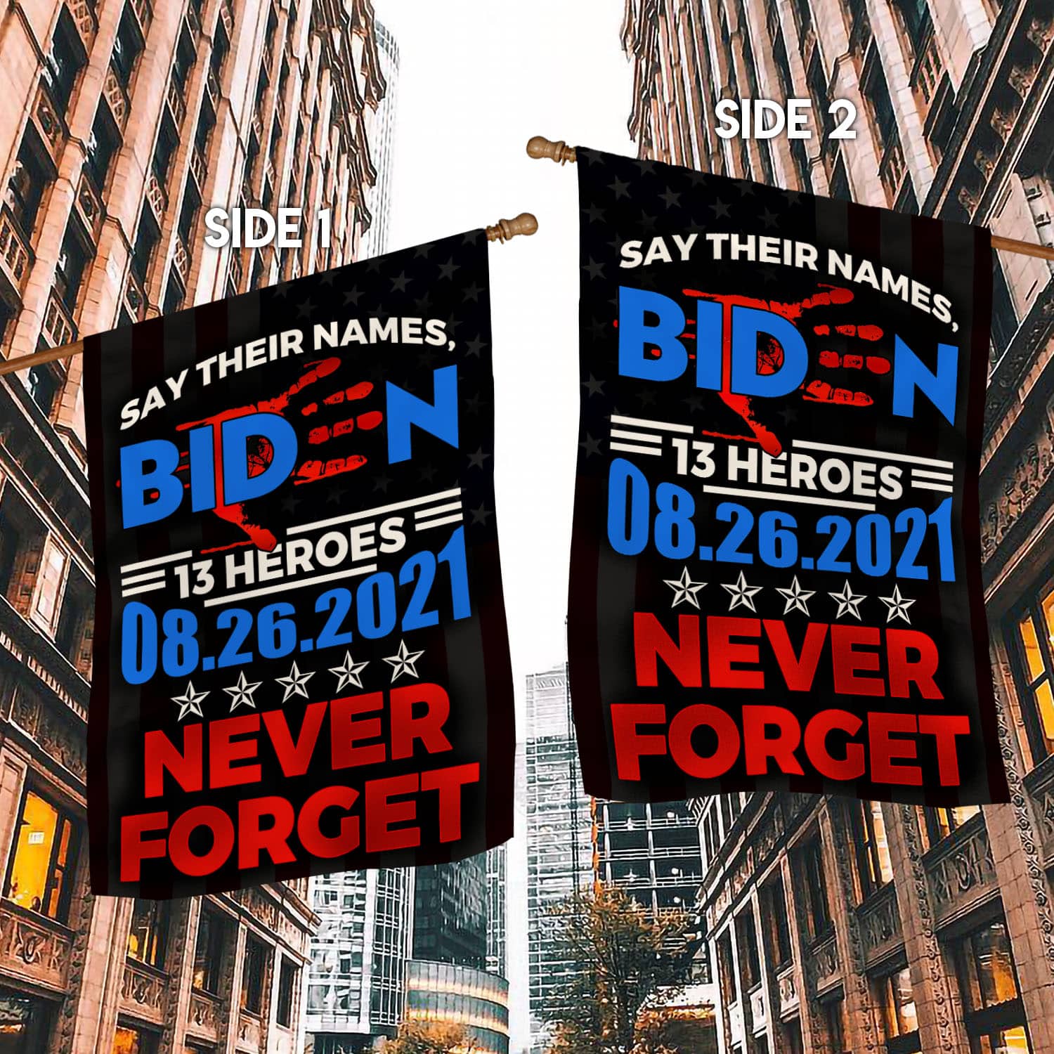 33 HG UU TIEN. Say Their Names Biden_30x40_Side 1 House Flag Mockup 2 Side-1