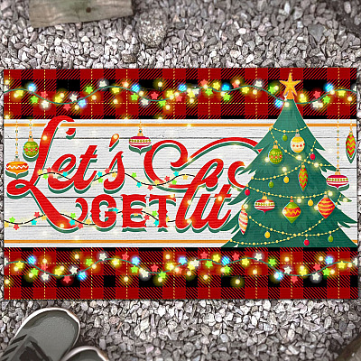 Let's Get Lit Funny Christmas Doormat Christmas Decoration Entrance Indoor Outdoor Decorative Doormat