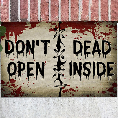 Don't Open Dead Inside Doormat - Outdoor Indoor Doormat - Halloween Zombie Doormat