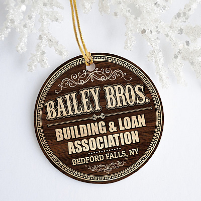 Alternative view of Bailey Bros Building and Loan Association Bedford Falls New York Decorative Christmas Circle Ornament Keepsake