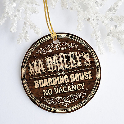 Alternative view of Ma Bailey's Boarding House No Vacancy A Wonderful Life Funny Decorative Christmas Circle Ornament Keepsake