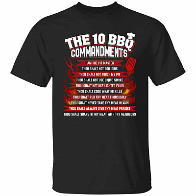 1N. The 10 BBQ Commandments (5), Black, Unisex T-Shirt