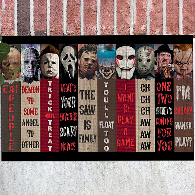 Halloween Horror Movie Characters Decorative Doormat - Halloween Welcome Horror Mat