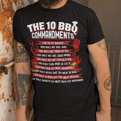 Alternative view of The 10 BBQ Commandments T-Shirt - Funny BBQ Party Shirt