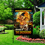 5VT. Dachshund Never Mind The Witch Garden Flag Mockup 2
