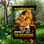 5VT. Dachshund Never Mind The Witch Garden Flag Mockup 5