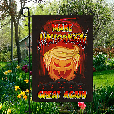 Make Halloween Great Again Trump Pumpkin Outdoor Garden Flag - House Flag - Wall Flag