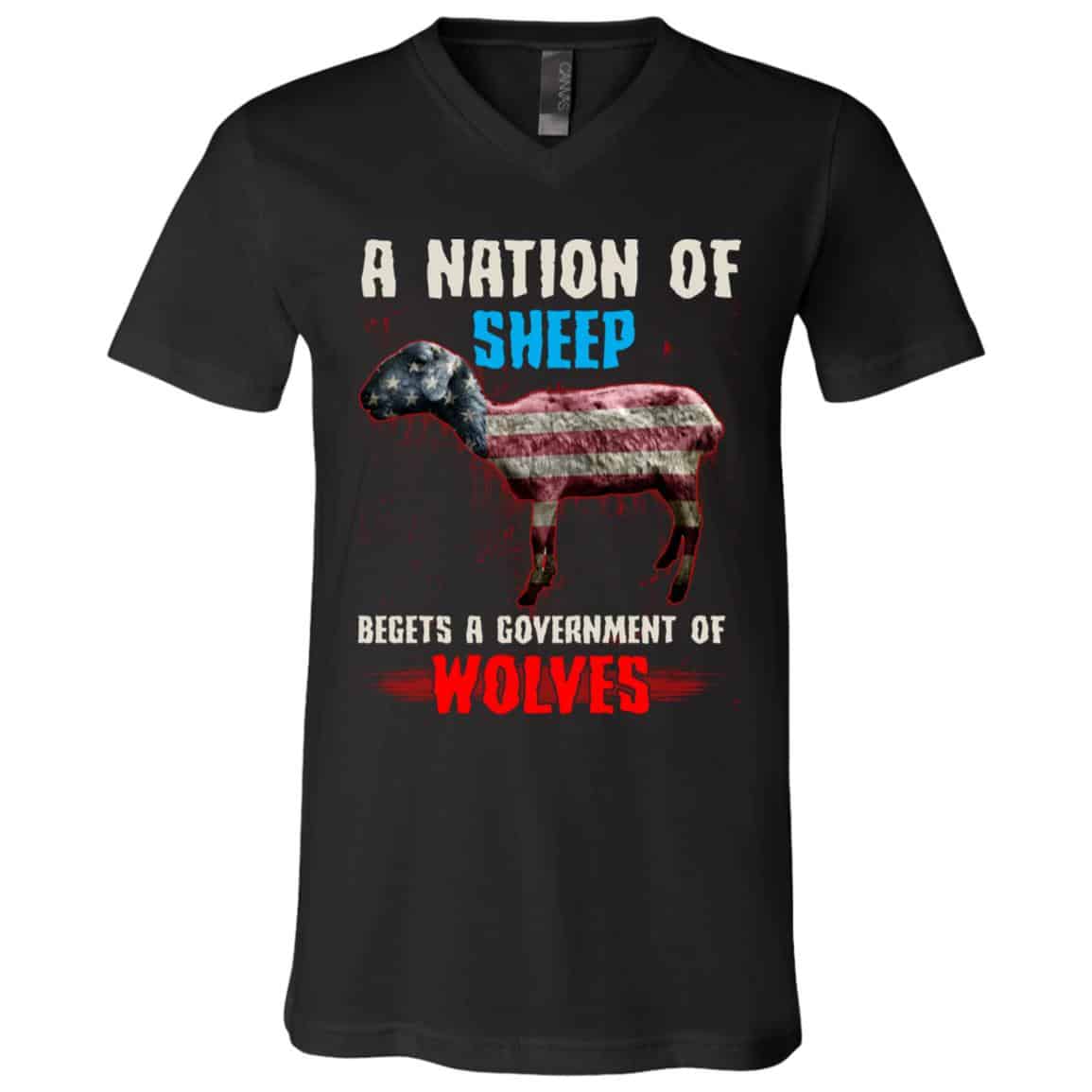 A Nation Of Sheep Tshirt, Black, V-Neck T-Shirt A Nation Of Sheep Tshirt, Black, V-Neck T-Shirt