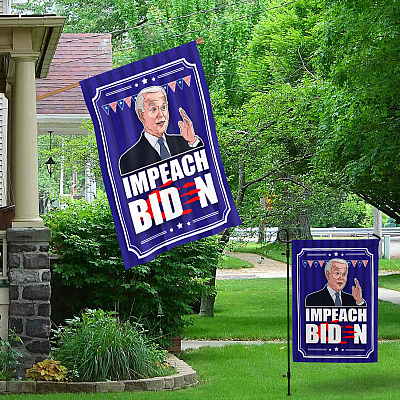 Alternative view of Anti Biden Impeach Biden Blood On Hand Bloody Hand Outdoor Indoor Garden Flag - House Flag - Wall Flag