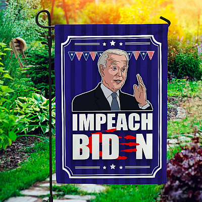 Anti Biden Impeach Biden Blood On Hand Bloody Hand Outdoor Indoor Garden Flag - House Flag - Wall Flag
