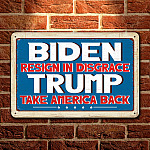 Biden Resign In Disgrace Trump Take American Back Decorative Metal Sign - Indoor Outdoor Decor Farmhouse