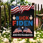 Middle Finger Buck Fiden and His Mandates Decorative Garden Flag - Funny Biden Political House Flag - Wall Flag