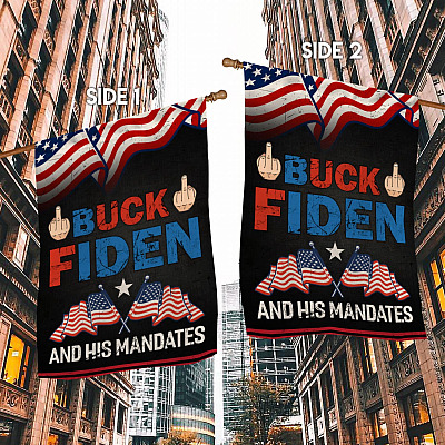 Alternative view of Middle Finger Buck Fiden and His Mandates Decorative Garden Flag - Funny Biden Political House Flag - Wall Flag