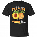 peaches, Black, Unisex T-Shirt peaches, Black, Unisex T-Shirt