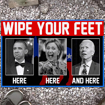 Wipe Your Feet Here Here and Here Funny Obama Kamala Biden Doormat Entrance Indoor Outdoor Decorative Doormat