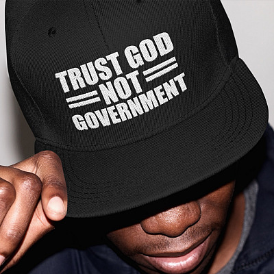 Alternative view of Trust God Not Government Twill Cap - High-Profile Snapback Hat - Anti Government Trucker Hat