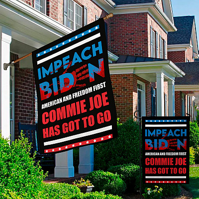 Alternative view of Impeach Biden America and Freedom First Commie Joe Has Got to Go Decorative Garden Flag - House Flag - Biden Blood Flag