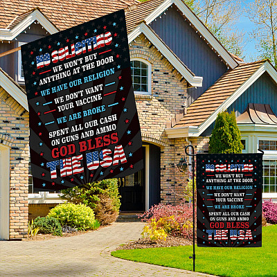 Alternative view of No Soliciting We Won't Buy Anything at The Door We Have Our Religion Political Flags Decorative Garden Flag - House Flag