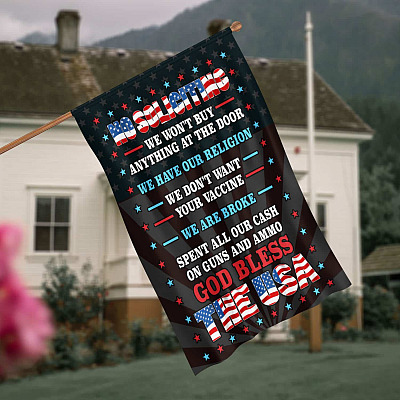 No Soliciting We Won't Buy Anything at The Door We Have Our Religion Political Flags Decorative Garden Flag - House Flag