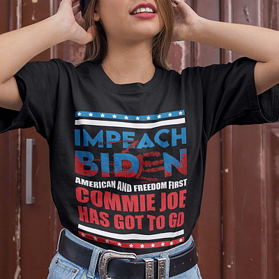 Alternative view of Impeach Biden America and Freedom First Commie Joe Has Got to Go T-Shirt - Biden Blood Shirt