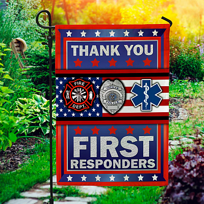 Thank You First Respondents Decorative Garden Flag - House Flag - Honor United State American Military Veteran Flag