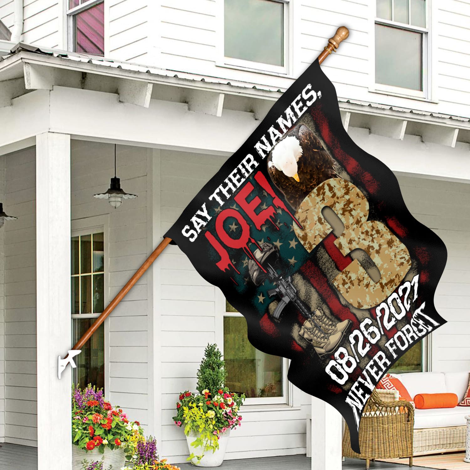 3KT. Say Their Names, Joe 30x40 House Flag Mockup 7