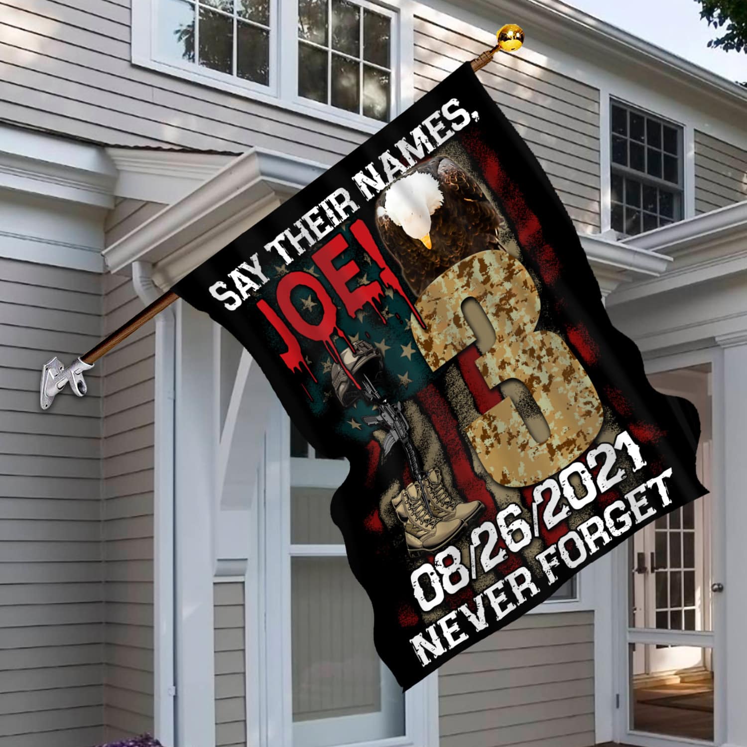 3KT. Say Their Names, Joe 30x40 House Flag Mockup 6