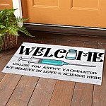 4 HG UU TIEN. Welcome Love And Science-doormat () Doormat mockup 1