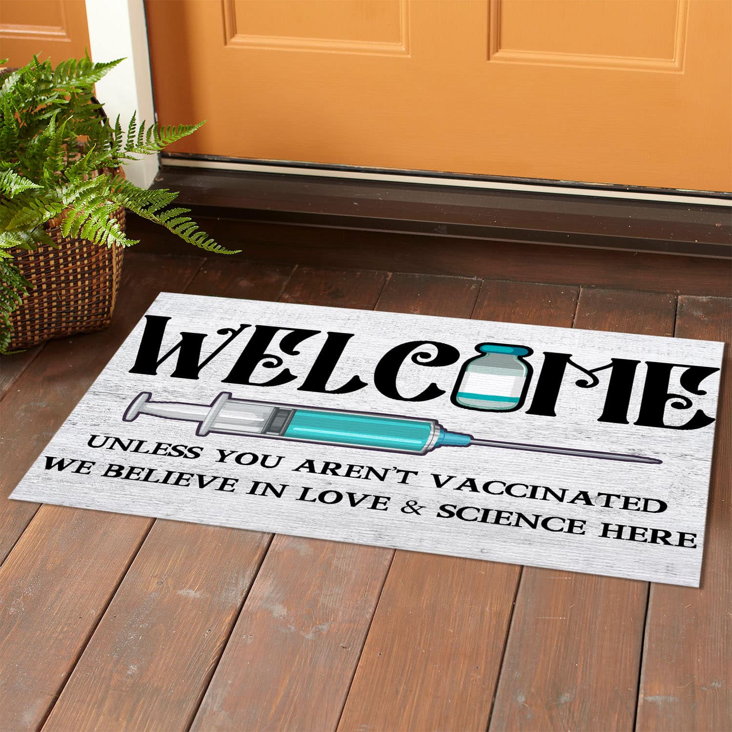 4 HG UU TIEN. Welcome Love And Science-doormat () Doormat mockup 1