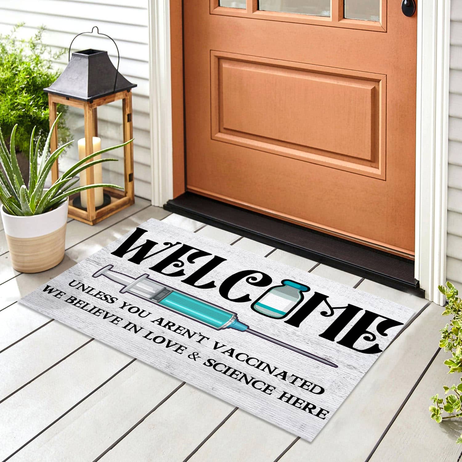4 HG UU TIEN. Welcome Love And Science-doormat () Doormat mockup 8