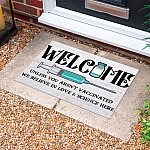 4 HG UU TIEN. Welcome Love And Science-doormat () Doormat mockup 10