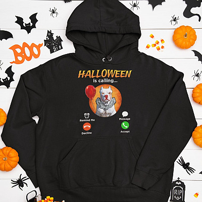 Alternative view of Halloween Pitbull Is Calling IT Horror T-Shirt - Funny Hoodie - Sweatshirt - Long Sleeve Shirt for Dog Lovers