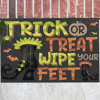 Trick Or Treat Wipe Your Feet Witch Doormat - Halloween Witches Outdoor Indoor Doormat
